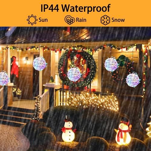 WISEgham Christmas Solar String Lights Outdoor, 4Pc 160LED 29.5ft Solar Powered Globe Fairy Lights Waterproof, 8 Modes Ball Lights Outside for Tree Garden Yard Porch Lawn Holiday Decor, Multicolor view 4