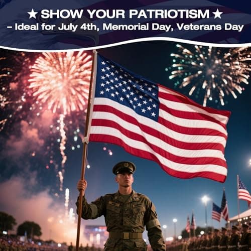 American Flags for Outside 3x5 FT American Flag | USA Flag 3 X 5 Heavy Duty Outdoor US Flags with Embroidered Stars, Sewn Stripes, Thick Spun Polyester Vivid Color UV & Fade Resistant, Brass Grommets view 3