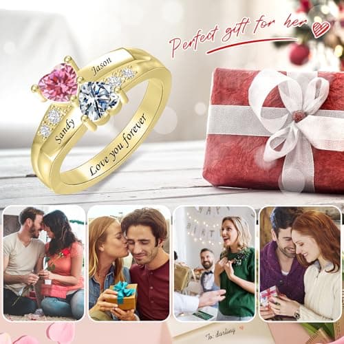 Personalized 2 Birthstones Rings view 6