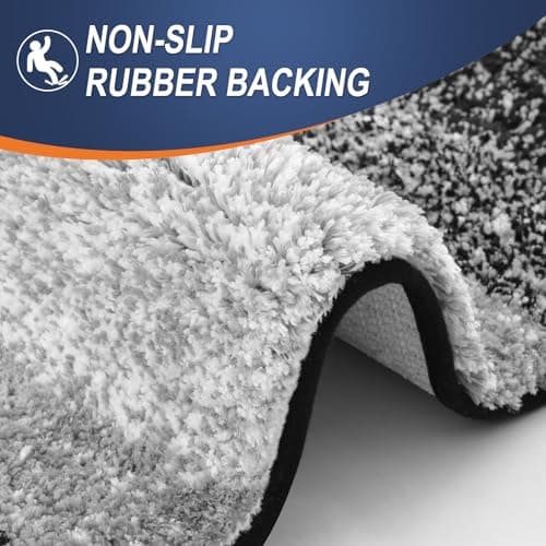 OLANLY Bathroom Rugs Sets 3 Piece, Soft Absorbent Microfiber Bath Mats and U-Shaped Contour Toilet Rug, Plush Shaggy Bath Mat Set for Bathroom (30"x20"+24"x16"+24"x20", Black) view 6