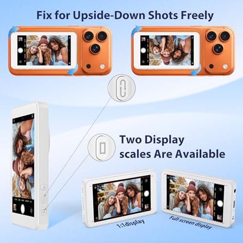 Vlog Selfie Monitor Screen for iPhone 17 Series & Android,Built-in Speaker,Wireless & Wired Magnetic 4K/1080P Phone Back Camera Monitor with Remote Control for Live Stream TikTok (White) view 4