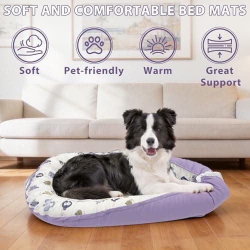 Dog Beds Crate Pad for Medium Dogs, Reversible Ultra Soft Beds, Washable Cover, Comfy Kennel Pad for Dogs Cozy Sleeping Mat, 36inch, Purple view 2
