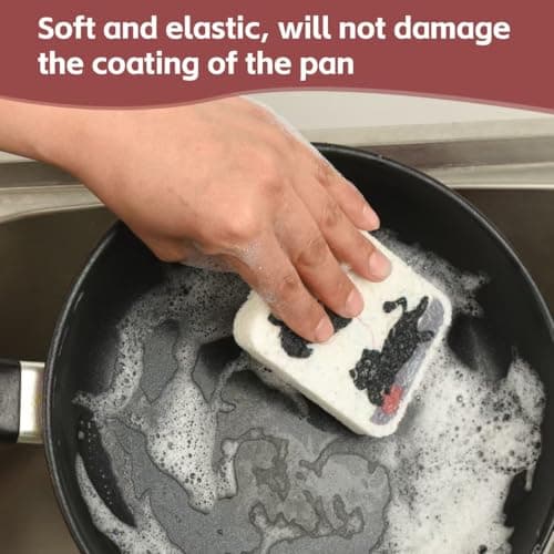 Wood Pulp Cotton Dish Washing Kitchen Scrubber, 4 Pack Reusable Cleaning Wood Pulp Cotton Multipurpose Scratch-Free Sponges,Water Absorbent and Fast Drying,Suitable for Dishes, Fruit, Vegetable view 4