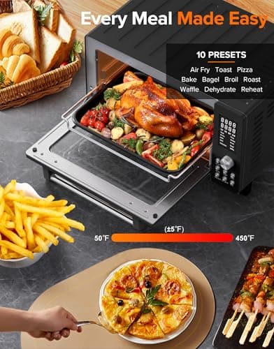 Nuwave Bravo Pro Smart Air Fryer Toaster Oven Combo, Airfryer Convection Oven Countertop, 10-in-1 Functions with Quicker & Even Crisp Technology, 1800W, 50-450°F, PFAS-Free, 21QT, Black view 3