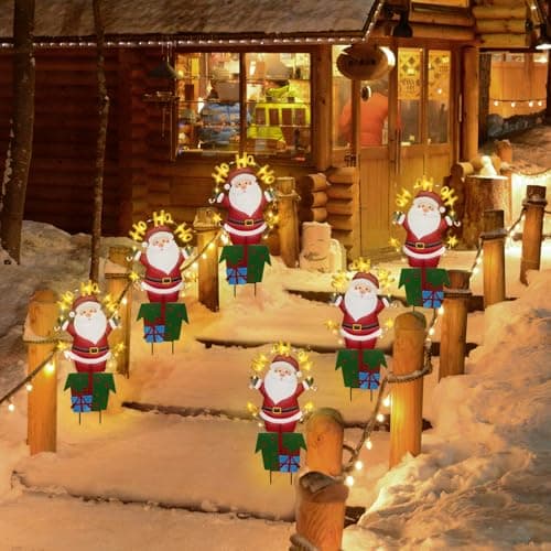 Solar Christmas Yard Signs, 28 Inch Lighted Metal Santa Garden Stake | Metal Yard Signs, Fade Resistant, Waterproof Christmas Decorations Outdoor for Lawn, Pathway, Patio and Party view 6