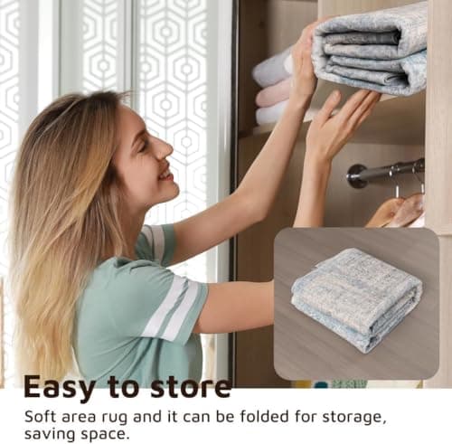 GEMBED Modern Area Rug - 6'x9' Machine Washable Rug for Bedroom Living Room, Soft Non Slip Non Shedding, Geometric Style Rugs for Home Decor, Nursery, Playroom, Teen Dorm, Blue view 6