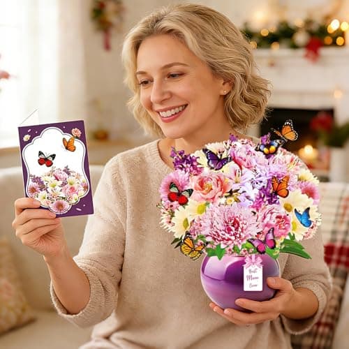 Rayilyn Mothers Day Cards with Music & Lights, 3D Pop Up Greeting Card, Forever Butterfly Bouquet, 9.5 Inch Life Sized, Birthday Gifts for Mom, Women, Wife, Grandma view 5