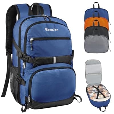 Seektop Lightweight Travel Backpack for Men Women, Multiple Pockets 40L Hiking Backpack Foldable Carry on Backpack for Outdoor Camping Sport Leisure (Blue)