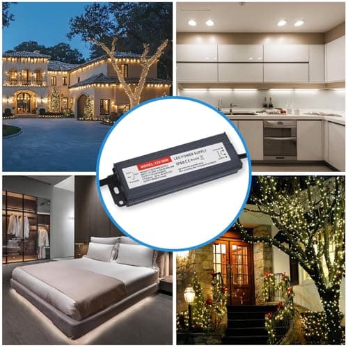 Hanbaak LED Driver 60 Watts, IP67 Waterproof Power Supply, Low Voltage Electronic Transformer, 110V-250V AC to 12V DC, 12V Constant Voltage LED Power Supply for LED Light Strip view 6