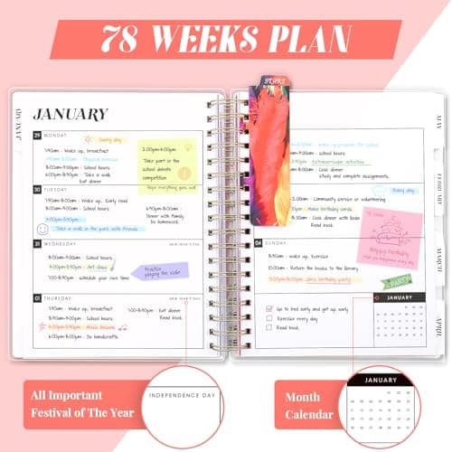 Planner 2026-2027, Large 18 Months Academic Daily Weekly Monthly Planner Yearly Agenda Jan. 2026–June. 2027, 7.9" x 9.8", Page Tabs, Separator Page, Pocket Folder, Bookmark, Stickers, Sticky Note Set view 6