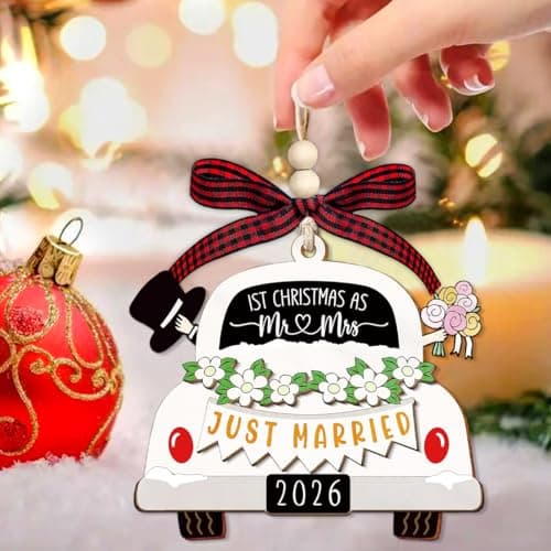Wedding Gifts for Couples 2026, Gifts for Newlyweds, Bridal Shower Gift, Mr and Mrs Gift, Just Married Ornaments, First Christmas Married Ornament 2026 view 5