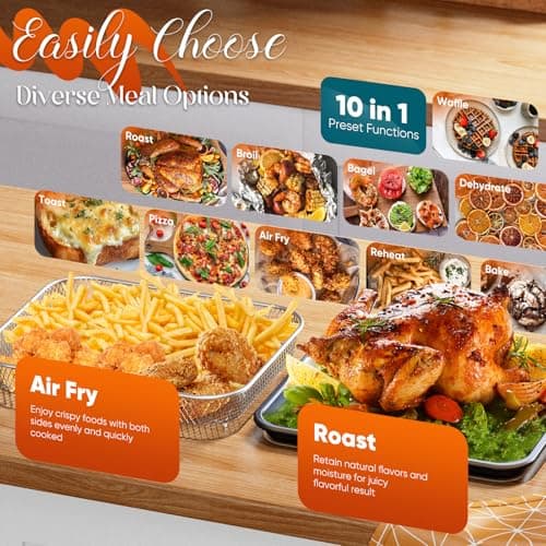 Nuwave Bravo Pro Convection Air Fryer Toaster Oven Combo, 2025 New and Improved, 10-in-1, 50°-450°F Temp Controls, Quick & Even Crisp Technology, 21Qt Capacity, Black, PFAS Free view 6