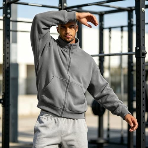 Mens Zip Up Sweatshirt Mock Neck Fall Winter view 6