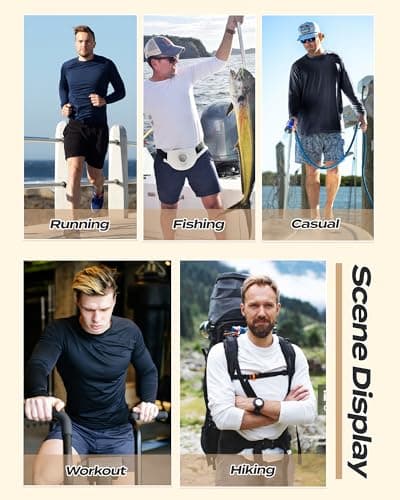 Long Sleeve Shirts for Men - Quick Dry Moisture Wicking UV UPF Sun Protection T-Shirts for Fishing Workout Swim view 2
