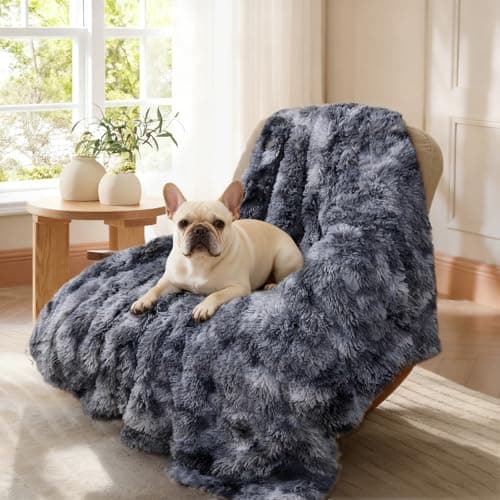 Luciphia Calming Waterproof Dog Blanket, Reversible Faux Fur Pet Blanket | Reversible waterproof blanket faux fur machine washable couch cover bed protector, Tie-dye Grey, 50" x 60" view 6