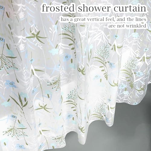 YAKUNCL EVA Waterproof Shower Curtain Liner - Matte Clear & Frosted Design with 12 Hooks, Soft Touch, Privacy & Light Transparency, Ideal for Bathroom Decor (Fragrant Grass, 72" x 72") view 4