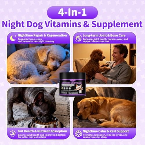 POPPAW Dog Vitamins and Supplements for Nighttime Repair, Calming, Joint, Gut, Dog Multivitamin Powder for Homemade Food with Collagen, Glucosamine, GABA, Probiotics - Chicken Flavor, 75 Scoops view 3