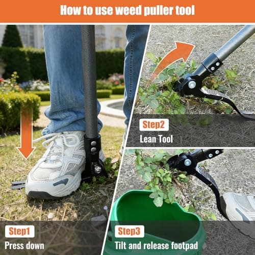 GOXAWEE Metal Stand Up Weed Puller Tool - 45" Garden Weeding Tool with Steel Long Handle & 4-Claw Steel Head - Effortlessly Remove Weeds Without Bending/Kneeling - All Steel Construction view 4