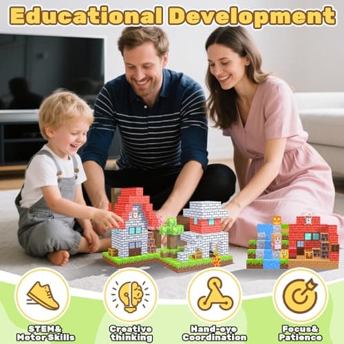 LionFuny Magnetic Blocks, 300Pcs Magnetic Building Blocks Sets, STEM Montessori Stacking Sensory Education Magnet Toys for Kids Toddlers Boys Girls Ages 3 4 5 6 7 8-12 Birthday Gifts, 1" Large Size view 5