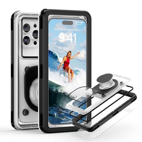 APRUT Waterproof Phone Pouch Case 7.5", 2025 Upgraded IPX8 Waterproof Phone Case for Snorkeling, Universal Fit for iPhone 16 Pro Max 15 14 13, Galaxy S25, Beach Vacation Essentials (Black) — image 1