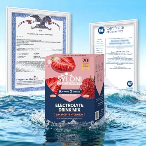Syloni Electrolytes Powder Packets, Strawberry(0.36 oz*20 Sticks), Sugar Free Hydration Packets Electrolyte Drink Mix with 7 Vitamins and Electrolytes, Keto Friendly, Vegan, Gluten Free view 2