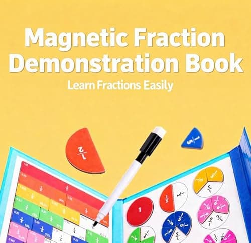 Magnetic Fraction Educational Puzzle, Magnetic Fraction Demonstration Book with Fraction Tiles & Circles, Fraction Manipulatives for Elementary School, Math Learning Skills for Kids view 3