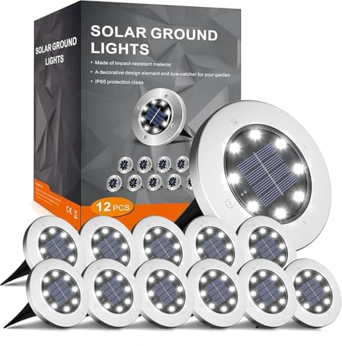 INCX 4.6 inch Solar Lights Outdoor Waterproof,12 Pack Solar Lights for Outside, Solar Garden Lights Landscape Lighting for Patio Pathway Lawn Yard Deck Driveway Walkway, Cold White