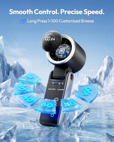 Gaiatop Portable Handheld Turbo Fan, 15 Hrs Cooling, 180° Foldable 4-in-1 Hand Held Fans, 6-Speed (1-100) Personal Mini Handheld Fans, Small Portable Fan for Travel, Working, Outdoor Women Gifts Black view 4