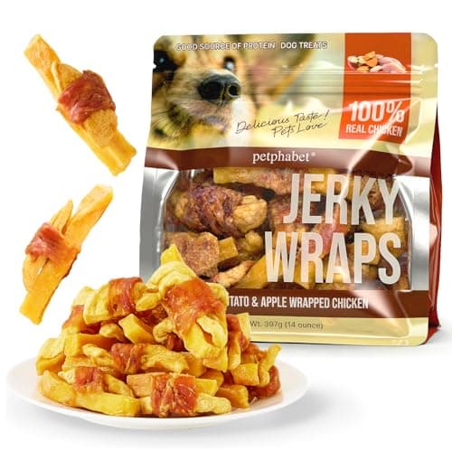 PETPHABET Chicken Wrapped Sweet Potato Apple Dog Treats - Healthy Jerky Dog Chews, Rawhide Free Training Treats for Small, Medium, Large Dogs, Soft Snacks High Protein & Low Fat, Easy to Digest, 14oz — image 1