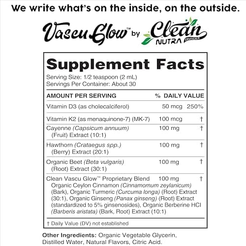Clean Nutra Cayenne Pepper Drops Supplement Liquid + Hawthorn Berry, Vitamin D3 K2 Beet Root Powder, Ceylon Cinnamon, Turmeric Curcumin, Organic Panax Ginseng, Berberine Extract 1 Pack view 5