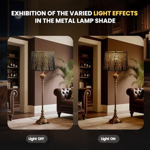 ALUCSET Extra Large Lampshade 14'' Top 16'' Bottom 11'' High Etched Metal Forest Design Metal Lamp Shade For Floor Lamps in Living Room, Bedroom, Decor, Spider Fitter, Antique Bronze and Gold Plated view 6