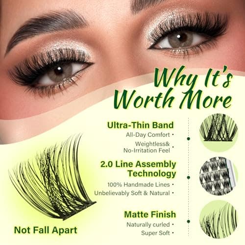 KEYYOU Lash Clusters Kit Natural Wispy DIY Lash Extension Kit 144pcs Lashes Clusters Eyelash Extension with Mascara Brush Bond and Seal Glue Remover Applicators and Brush for Lashes Extensions (Y01) view 3