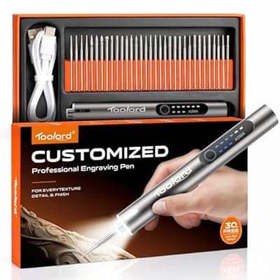 Engraving Pen with LED Light,HollowCup Motor,Cordless USB Rechargeable Rotary Tool for Metal,Wood,Glass and Plastic,DIY Engraving Kit with 30 Bits,Silver