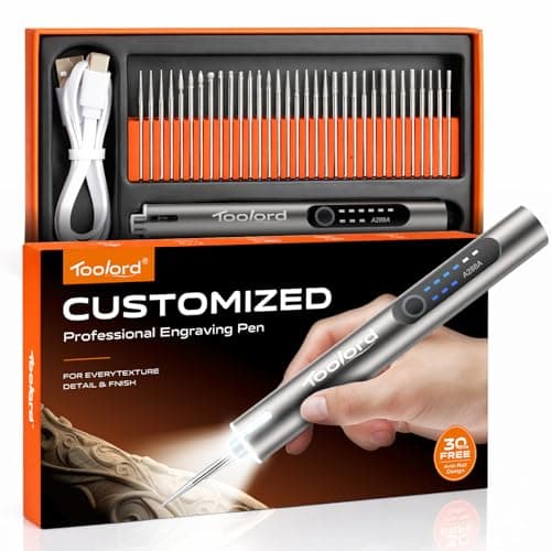 Engraving Pen with LED Light,HollowCup Motor,Cordless USB Rechargeable Rotary Tool for Metal,Wood,Glass and Plastic,DIY Engraving Kit with 30 Bits,Silver — image 1
