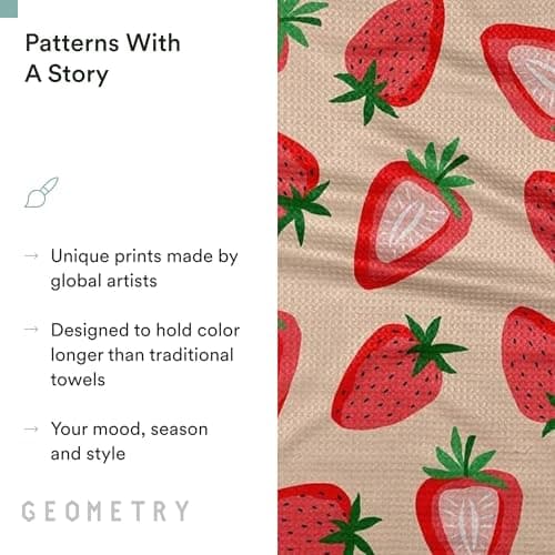 GEOMETRY Spring Kitchen Towels - Quick Dry Microfiber Cloth Spring & Summer Dish Towels for Kitchen Drying - Premium Quick Dry Towel - Strawberry Shortcake, 18" x 30" - 1-Pack view 6