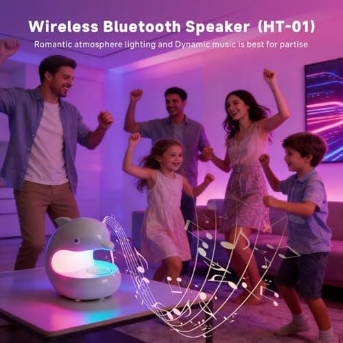 UMLAEN Smart LED Night Light with Bluetooth Speaker, Rechargeable Table Lamp with 15W Wireless Charging | 4 Lighting Modes | Timing | Dimmable Atmosphere Lamp for Bedroom, Home Decor, Party, Office view 3