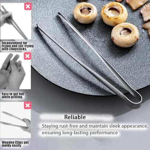 2 Pcs Korean BBQ Tongs Kitchen,Stainless Steel Meat Grill Tong For Cooking Portable Kitchenware Grill Tongs for Home Outdoor Steak Salad Food view 3