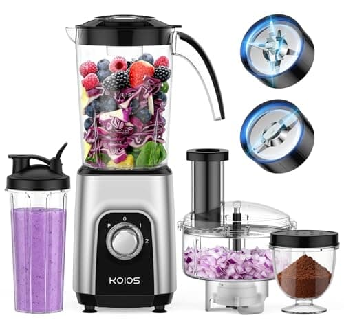 KOIOS Blender/Food Processor Combo Max 1000W, 4 in 1 34oz Pitcher, 22oz Travel Cup, Meat Grinder & Vegetable Chopper, Spice Grinder,BPA Free -All-in-One Kitchen System, Dishwasher Safe — image 1