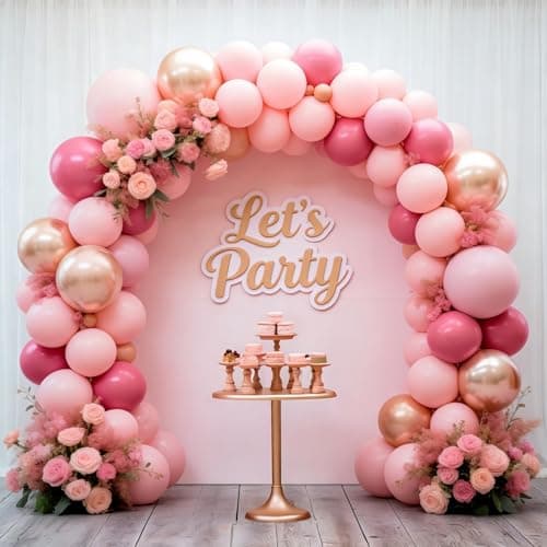 Valentines Day Decorations 155Pcs Rose Red Macaroon Pink Metallic Chrome Gold Latex Balloon Garland Arch Kit for Birthday Anniversary Wedding Romantic Bridal Shower Galentines Day Decor view 7