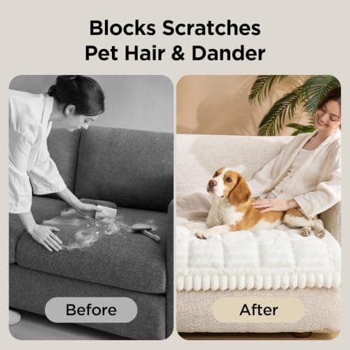 Bedsure Comfyfleece® Sofa Cover, Couch Covers for Dogs, 27.6 x 59 White view 5