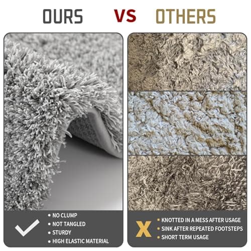 Yimobra Bathroom Rugs Non Slip Washable, Ultra Soft and Water Absorbent Bath Mats, Fluffy Shower Mat Outside, Plush Matts for Bathroom Floor/Sink, 24x17, Home Decor Accessories, Light Gray and White view 3