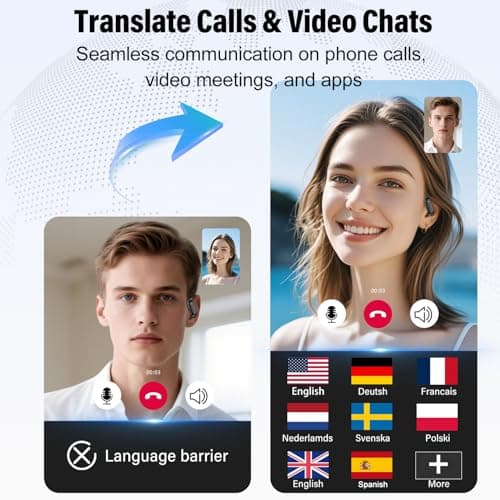 DUSONLAP Ai Translation Earbuds Real Time,164 Languages Translator Earbuds | 6 Translation Modes/No Subscription,Audio and Video Calls Translator Headphones,Audifonos Traductores Inglés Español view 4