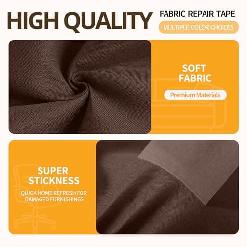 Sgooyir Fabric Repair Tape, Self-Adhesive Couch Patch Repair Fabric Patches for Furniture, Couch Repairing Kit Tape for Upholstery, Carpets, Chairs, Sofas, Pillows Linen 4x80 Inch Dark Brown view 3