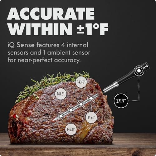 CHEF iQ Sense | Smart Wireless Meat Thermometer | Ultra-Thin Probe | WiFi Unlimited Range | 1000°F Heat Safe | 5 Sensors | BBQ, Grill, Oven, Smoker, Air Fryer | Gen3 view 2