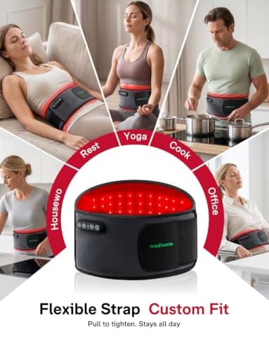 Medisana 3 in1 Cordless Red Light Therapy Belt with Heating &Vibration | 3 Modes, 660nm/850nm Near Infrared Red Light for Back, Waist, Hips,Legs view 6