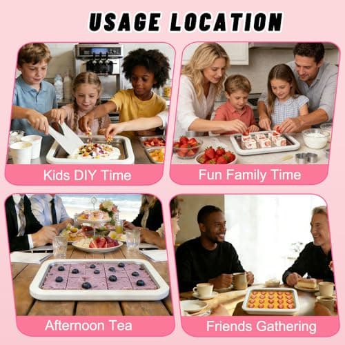 Rolled Ice Cream Maker Kit, At Home Ice Cream Roller Maker Machine with Instant Freeze Tray with Lid & 2 Spatulas, roll ice cream maker for Family Activities, Frozen Yogurt Machine view 5