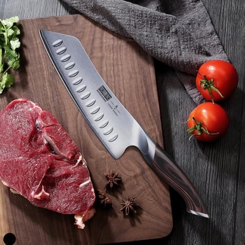 HOSHANHO 7 Inch Japanese Chef Knife, Ultra Sharp Kitchen Santoku Knives | Professional Japanese High Carbon Stainless Steel Kitchen Knife, Cooking Knife with Ergonomic Pakkawood Handle, Gifts view 6