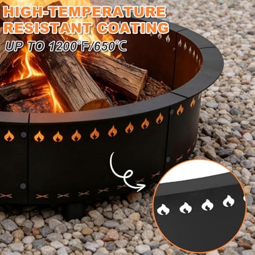 BigXwell Smokeless Fire Pit Ring Insert 36 Inch | Heavy Duty Steel Fire Ring for Outside Fire Pit with Anti-Rust Coating, DIY Above or In-Ground for Backyard Patio Camping view 4