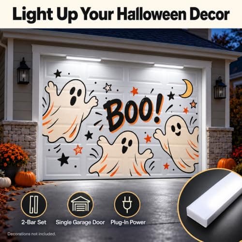 2-in-1 Garage Door Christmas Lights, LED Garage Door Lights for 7x8FT Christmas Covers, Plug-in Decorative Lighting, Easy Installation, Soft White Light for Magnets & Banners (Cover Not Included) view 4
