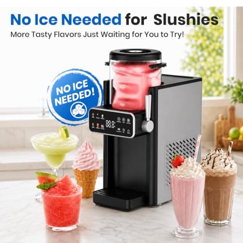 Slushie Machine for Home, Ice Cream Maker, 6 Presets, No Ice Needed, Black view 6